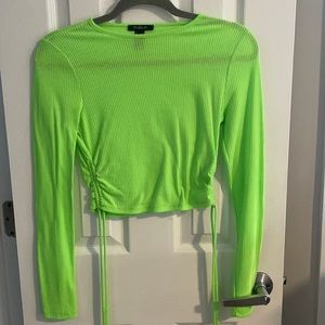 Neon green size S scrunch side top